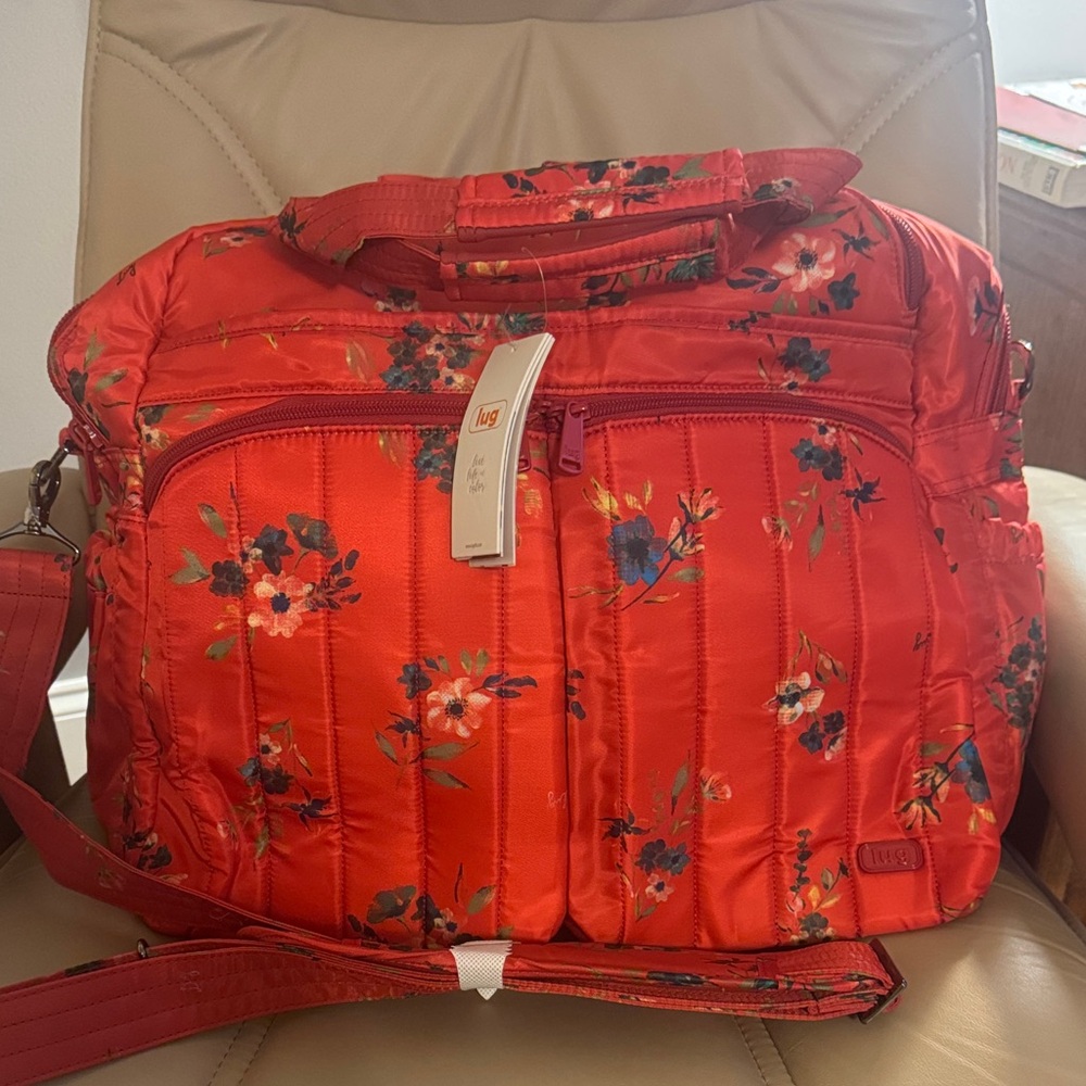 Lug Red Floral Boxer 2 Overnight Bag RFID